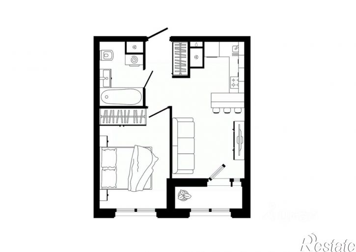 1-комн квартира в новом доме улица Седова, 26к3