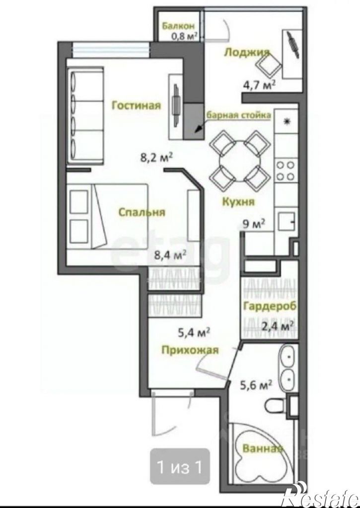 1-комн квартира улица Михеева, 25,  д. 25
