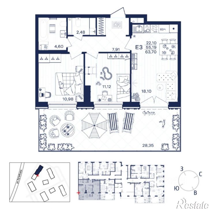 2-комн квартира в новом доме Путейская улица, 13,  д. 13