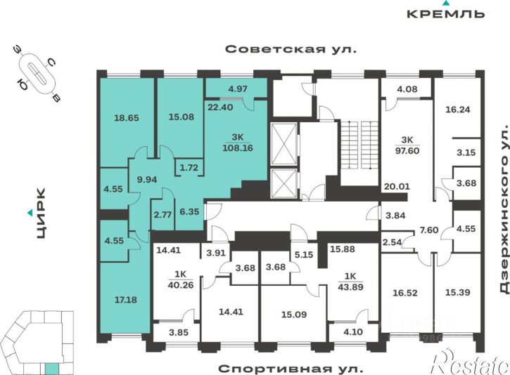 3-комн квартира в новом доме ул Советская, 98А,  д. 98А