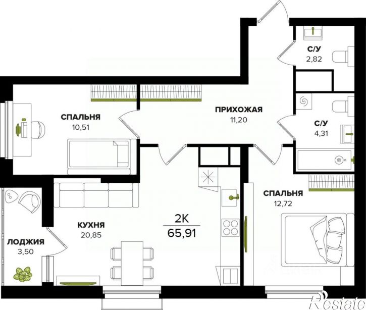 2-комн квартира в новом доме ул Академика Насоновой, 23,  д. 23