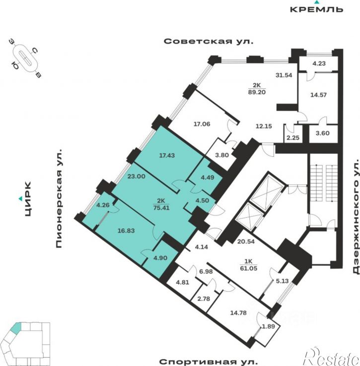 2-комн квартира в новом доме ул Советская, 98А,  д. 98А