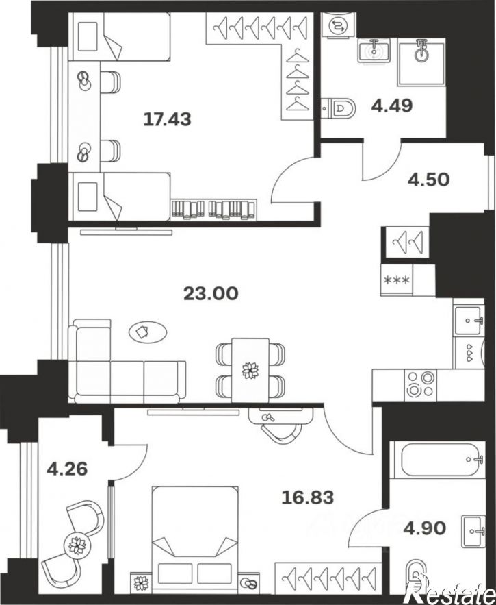 2-комн квартира в новом доме ул Советская, 98А,  д. 98А