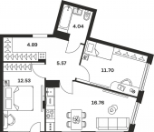 2-комн, 58 кв м, этаж 3/15 Самоварная улица