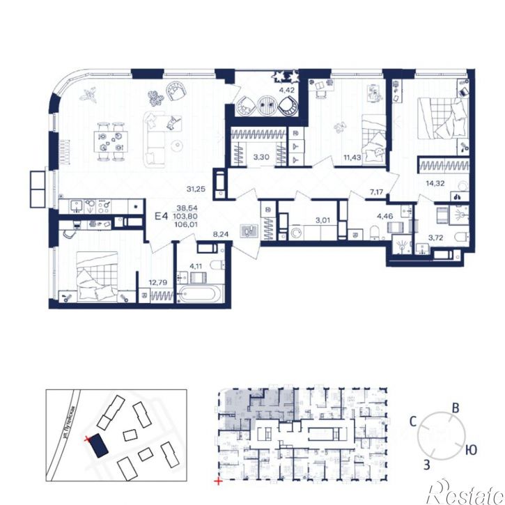 3-комн квартира в новом доме Путейская улица, 13,  д. 13