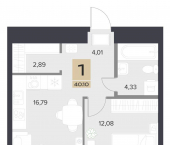 1-комн, 40 кв м, этаж 3/25 ул Генерала Маргелова, 3Г