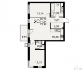 2-комн, 72 кв м, этаж 8/11 ул Пирогова, 30