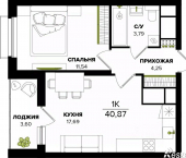 1-комн, 40 кв м, этаж 22/25 ул Академика Насоновой, 22