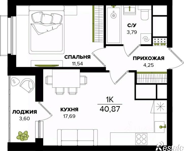 1-комн квартира в новом доме ул Академика Насоновой, 22,  д. 22