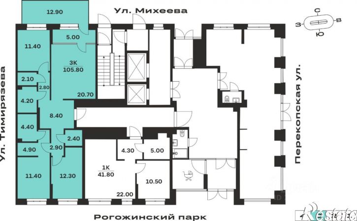 3-комн квартира в новом доме ул Михеева, 7 А,  д. 7 А,  к. А