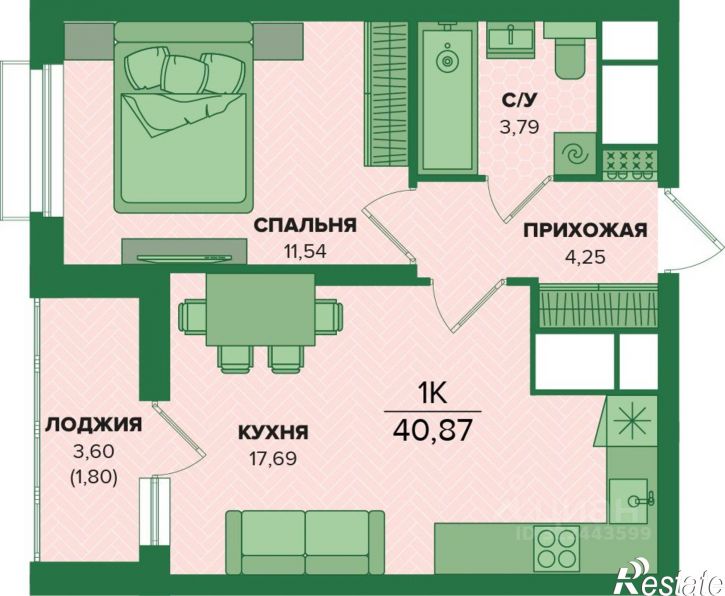 1-комн квартира в новом доме ул Академика Насоновой, 22,  д. 22