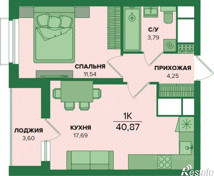1-комн квартира в новом доме ул Академика Насоновой, 22,  д. 22