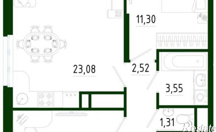2-комн квартира в новом доме ул Генерала Маргелова, 9Б,  д. 9Б