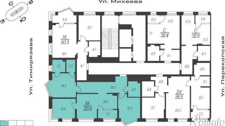 3-комн квартира в новом доме ул Михеева, 7 А,  д. 7 А,  к. А