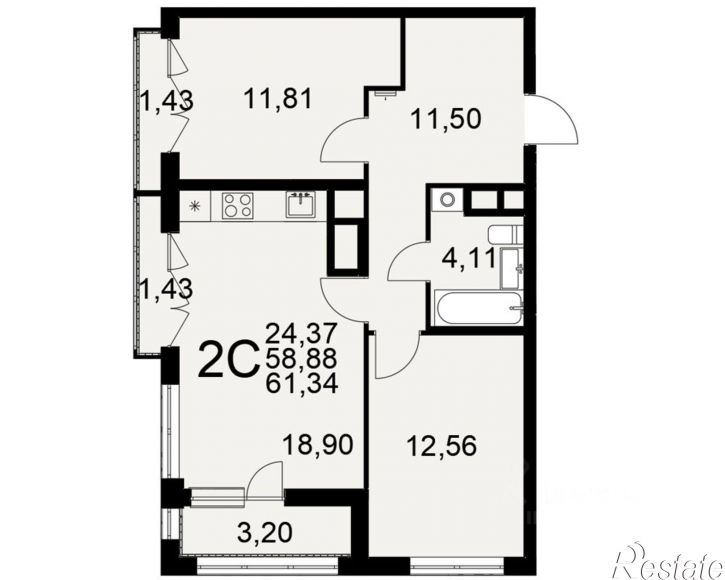 2-комн квартира в новом доме улица 156-го Полка НКВД, 11