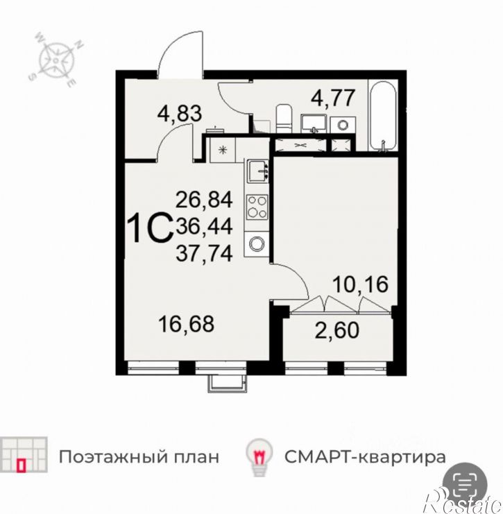 1-комн квартира ул Ф.Смирнова, 2,  д. 2