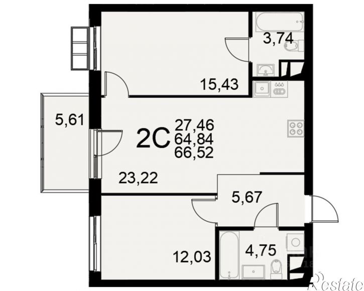 2-комн квартира в новом доме Хлебная пл, 8/2,  д. 8/2