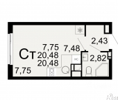 1-комн, 20 кв м, этаж 5/25 Венёвское шоссе, 49
