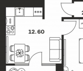 1-комн, 43 кв м, этаж 8/24 ул Михеева, 9
