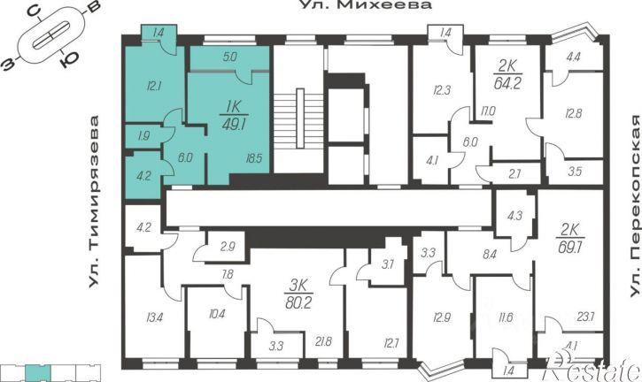 1-комн квартира в новом доме ул Михеева, 9А,  д. 9А