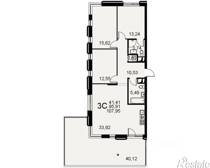 3-комн квартира в новом доме Хлебная пл, 8/2,  д. 8/2