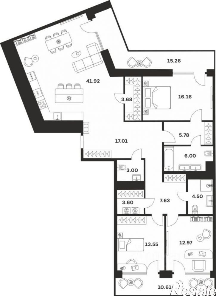 3-комн квартира в новом доме ул Советская, 98А,  д. 98А
