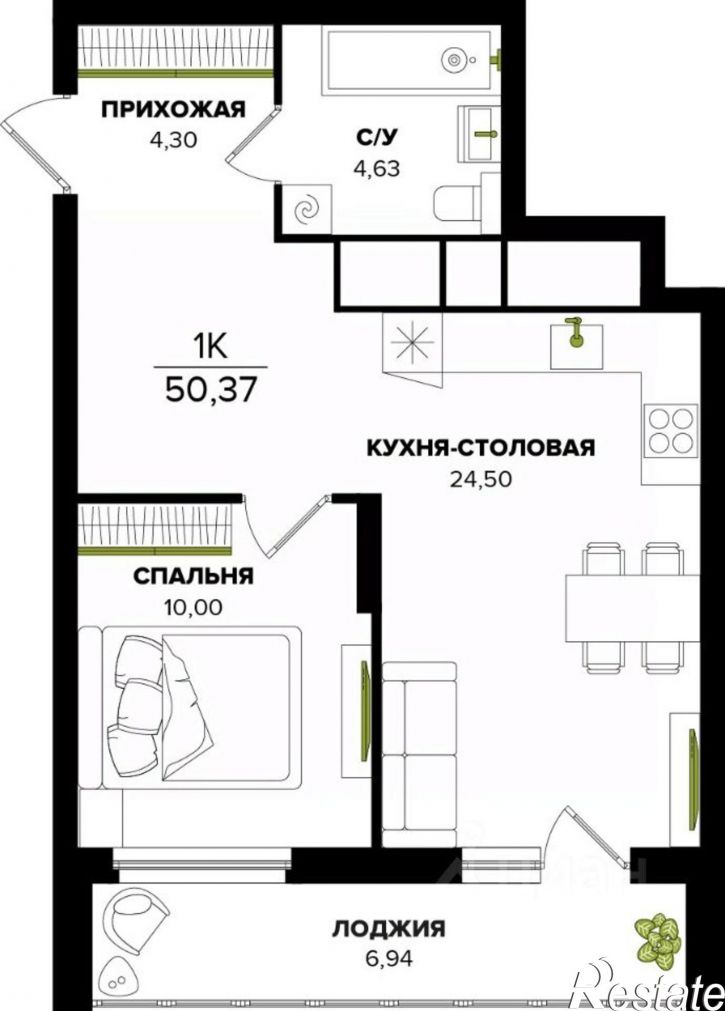 1-комн квартира в новом доме ул Академика Насоновой, 22,  д. 22
