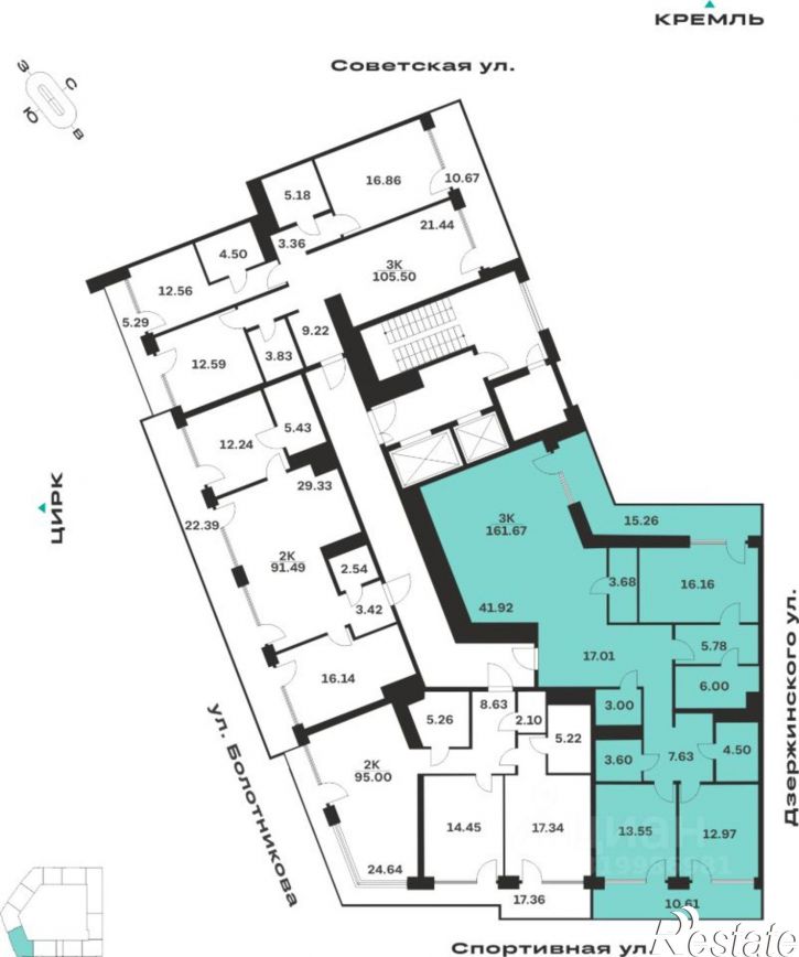 3-комн квартира в новом доме ул Советская, 98А,  д. 98А