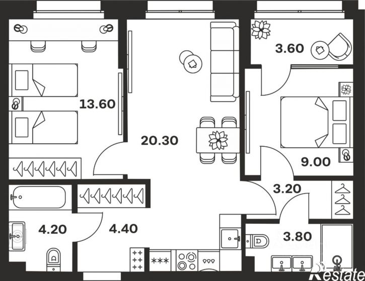 2-комн квартира в новом доме ул Михеева, 9А,  д. 9А