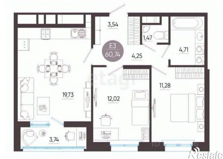 2-комн квартира ул Купцов Гречихиных, 8,  д. 8