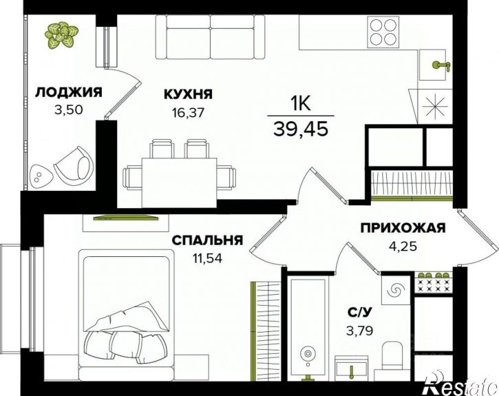 1-комн квартира в новом доме ул Академика Насоновой, 22,  д. 22