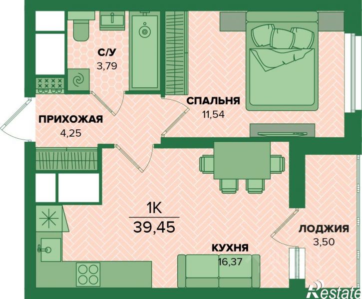 1-комн квартира в новом доме ул Академика Насоновой, 22,  д. 22