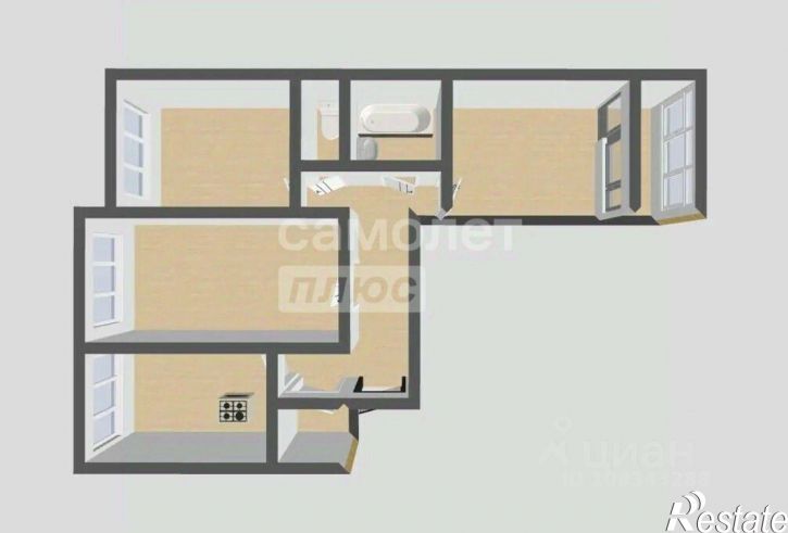 3-комн квартира ул Галкина, 35,  д. 35