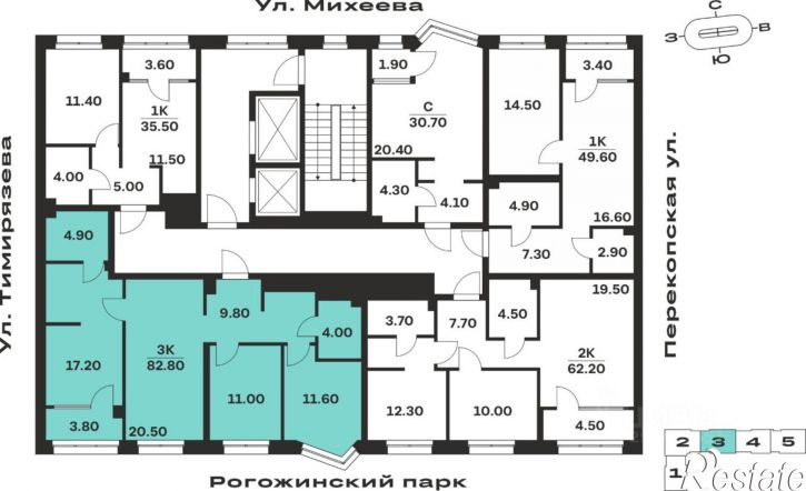 3-комн квартира в новом доме ул Михеева, 9,  д. 9