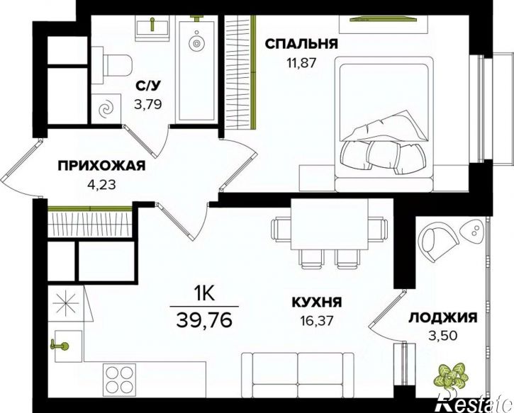 1-комн квартира в новом доме ул Академика Насоновой, 23,  д. 23