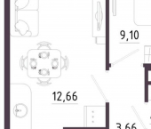 1-комн, 32 кв м, этаж 3/10 ул Пряничная, 9