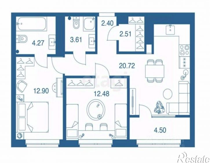2-комн квартира в новом доме ул Академика Насоновой, 18Б,  д. 18Б