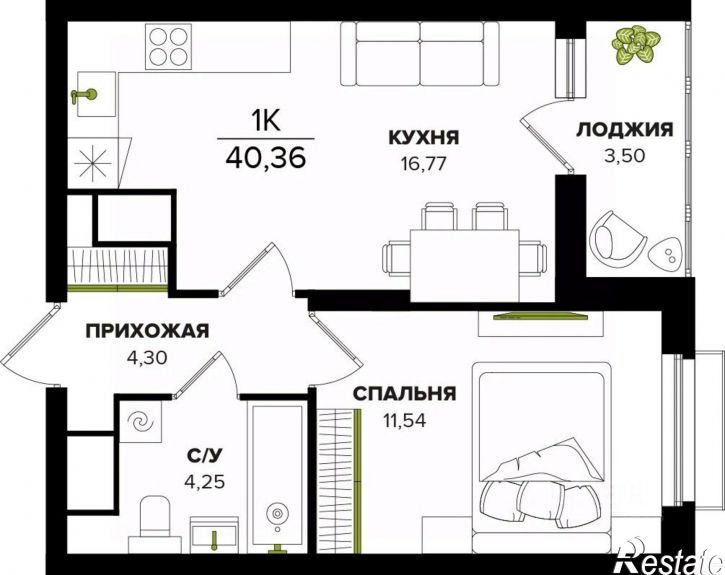1-комн квартира в новом доме ул Академика Насоновой, 23,  д. 23