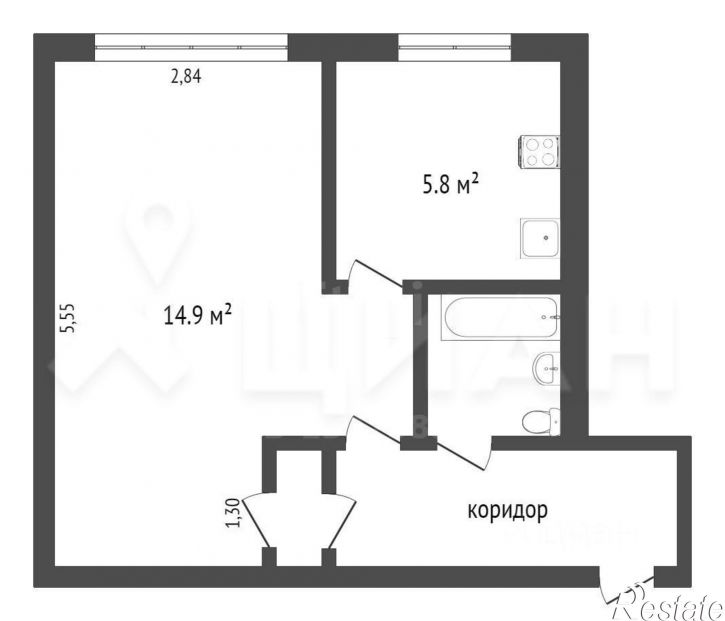 1-комн квартира ул Седова, 33А,  д. 33А