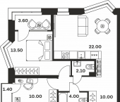 2-комн, 66 кв м, этаж 4/24 ул Михеева, 9