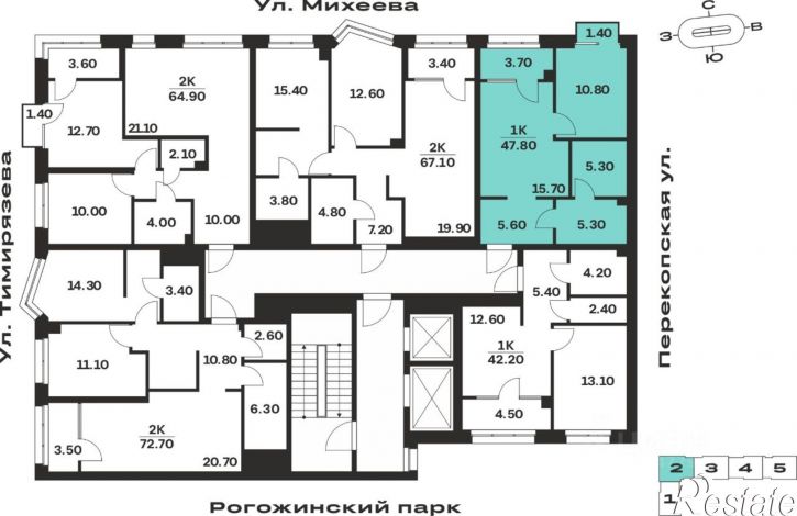 1-комн квартира в новом доме ул Михеева, 9,  д. 9