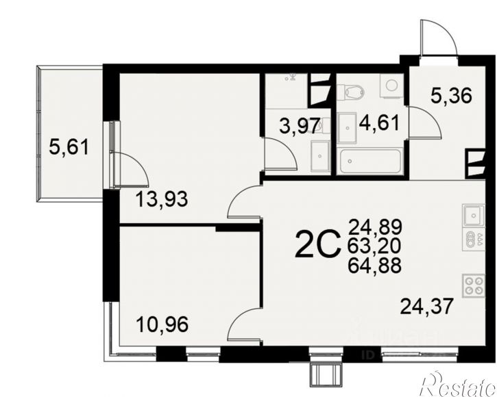 2-комн квартира в новом доме Хлебная пл, 8/2,  д. 8/2