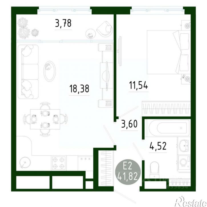 1-комн квартира в новом доме жилой комплекс Платон Парк