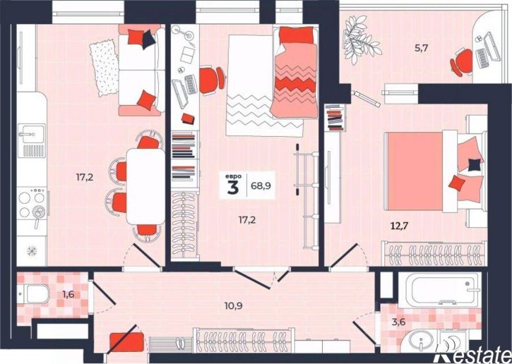 3-комн квартира в новом доме ул Академика Насоновой, 1А,  д. 1А