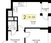 1-комн, 51 кв м, этаж 24/25 ул Ряжская, 23