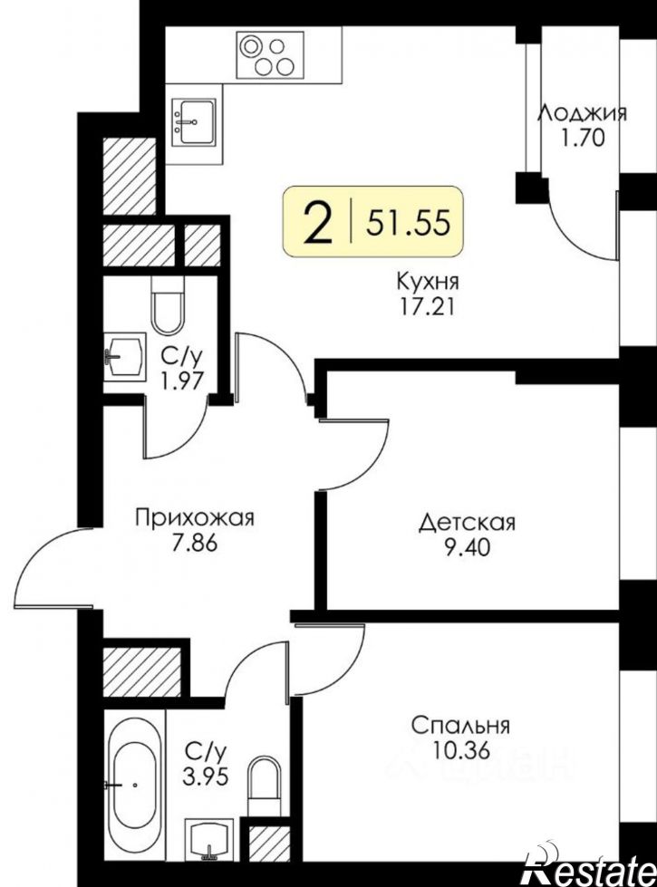 1-комн квартира в новом доме ул Ряжская, 23,  д. 23