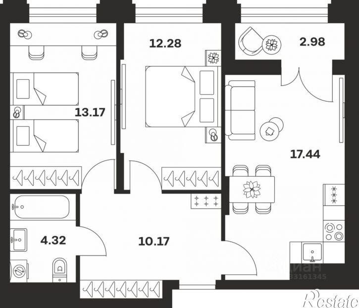 2-комн квартира в новом доме улица Каракозова, 75А,  д. 75А