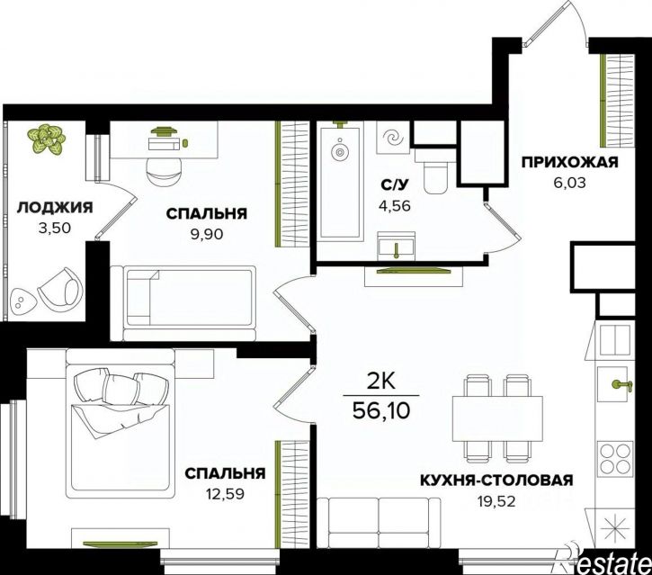 2-комн квартира в новом доме ул Академика Насоновой, 22,  д. 22