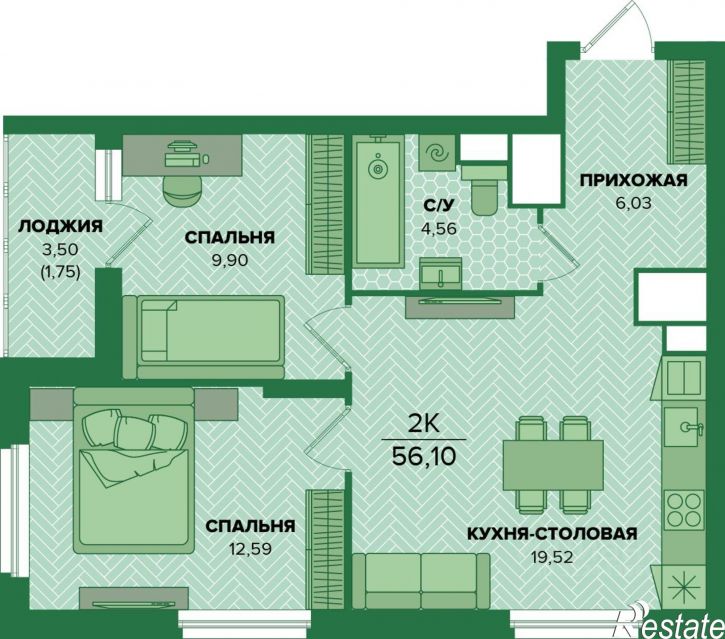 2-комн квартира в новом доме ул Академика Насоновой, 22,  д. 22