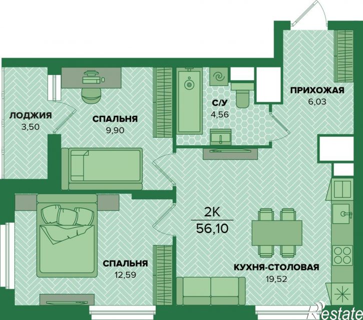 2-комн квартира в новом доме ул Академика Насоновой, 22,  д. 22